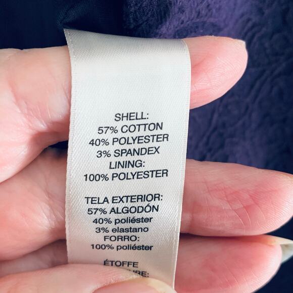 Chico's Size 2 US L Asymmetrical Zip Jacquard Jacket Eggplant Purple Lined - Picture 11 of 11